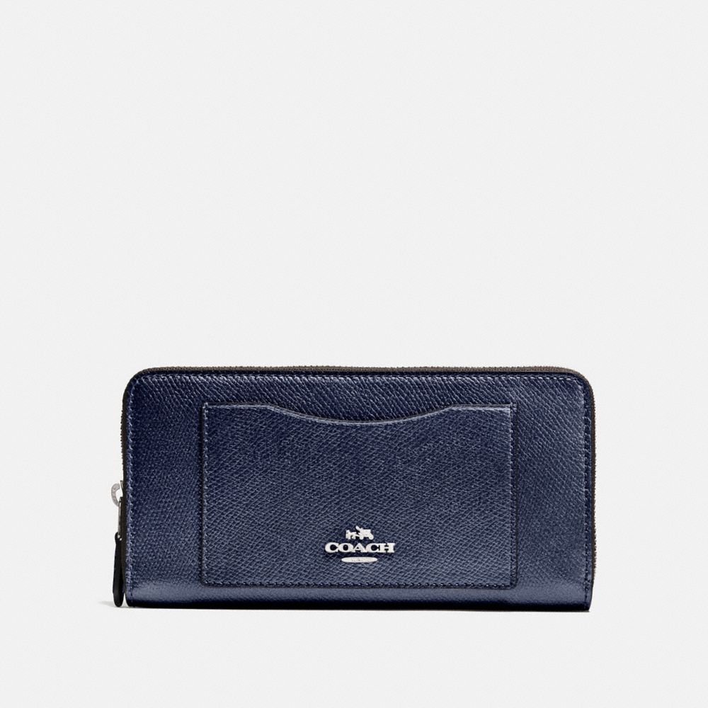 COACH ACCORDION ZIP WALLET - SV/METALLIC BLUE - F54007