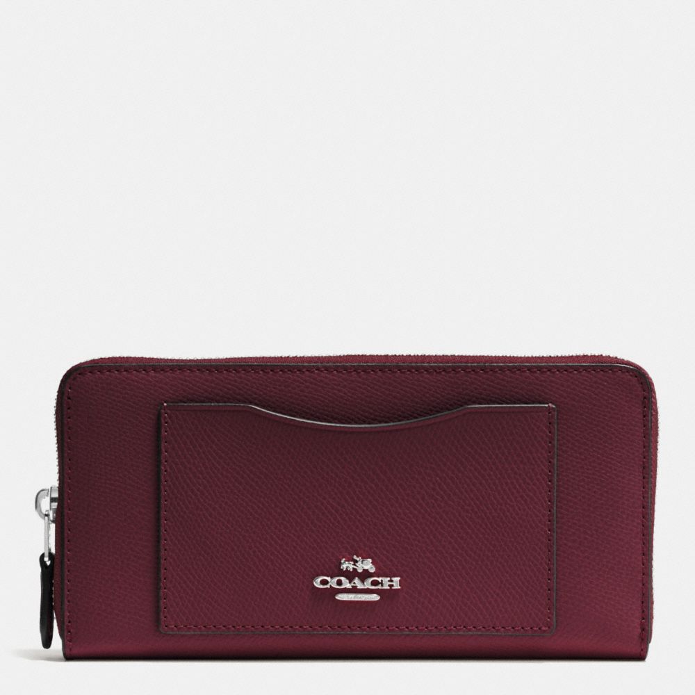 COACH ACCORDION ZIP WALLET IN CROSSGRAIN LEATHER - SILVER/BURGUNDY - f54007