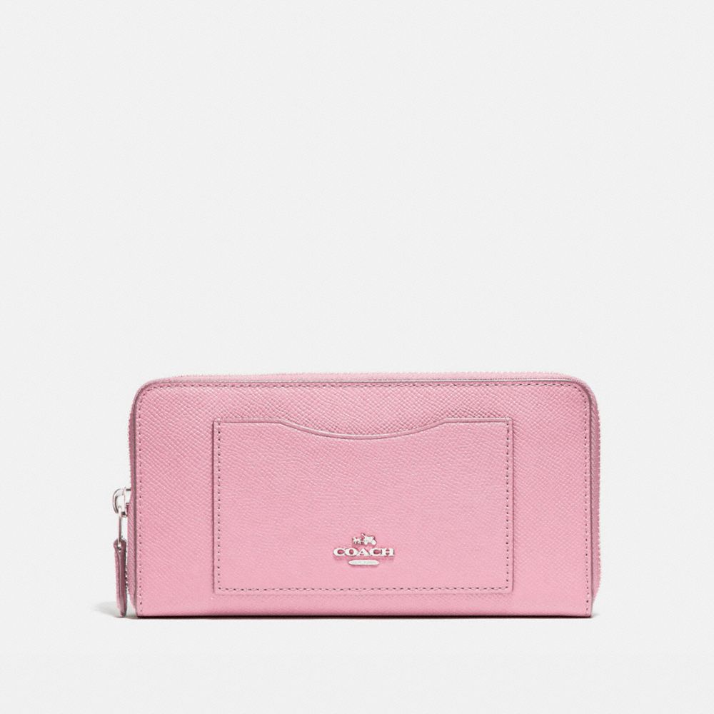 COACH ACCORDION ZIP WALLET - SILVER/BLUSH 2 - f54007