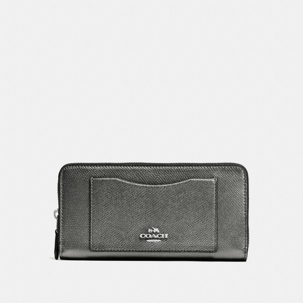 COACH F54007 Accordion Zip Wallet In Crossgrain Leather SILVER/GUNMETAL