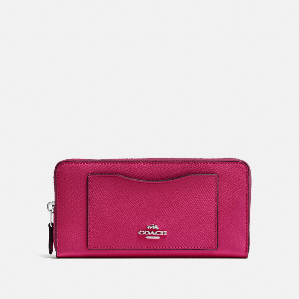 COACH ACCORDION ZIP WALLET - HOT PINK/SILVER - F54007