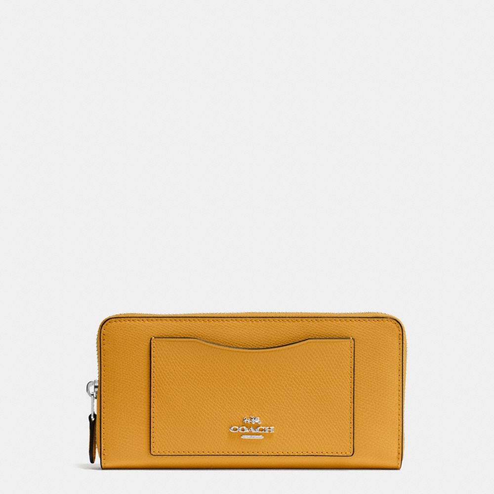 COACH ACCORDION ZIP WALLET IN CROSSGRAIN LEATHER - SILVER/MUSTARD - f54007