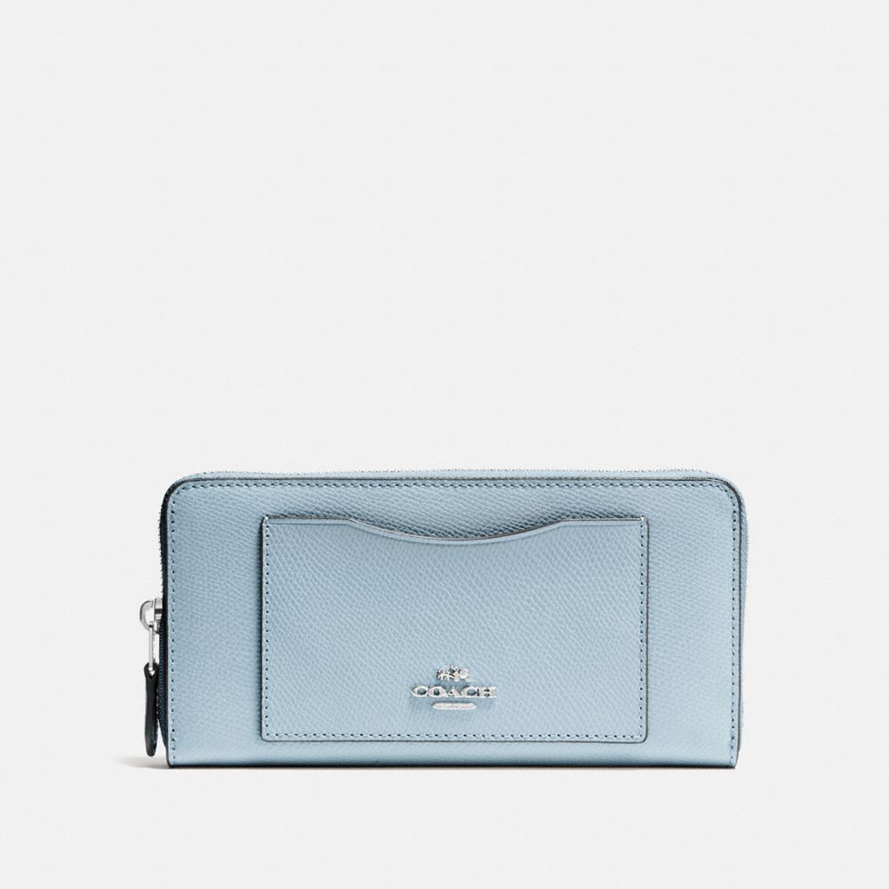 COACH ACCORDION ZIP WALLET - SV/PALE BLUE - F54007