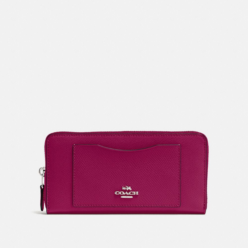 COACH ACCORDION ZIP WALLET - SV/DARK FUCHSIA - F54007