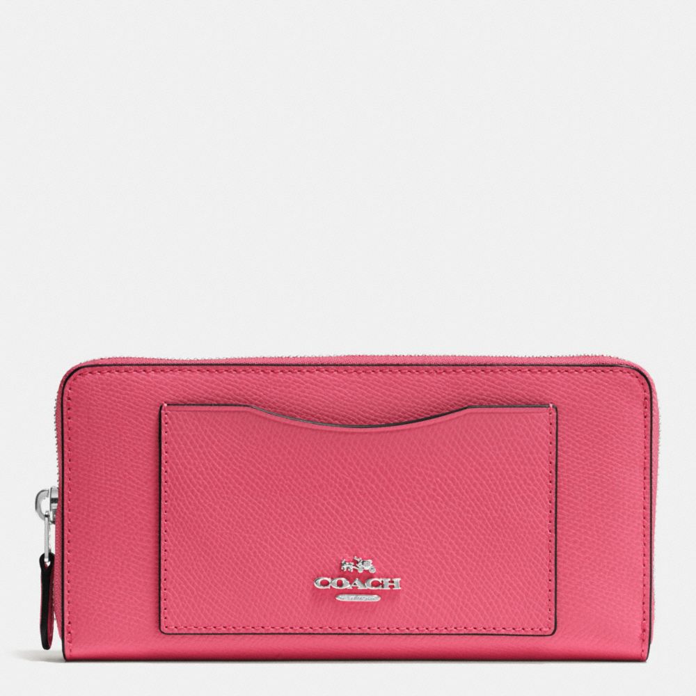 COACH ACCORDION ZIP WALLET IN CROSSGRAIN LEATHER - SILVER/STRAWBERRY - f54007