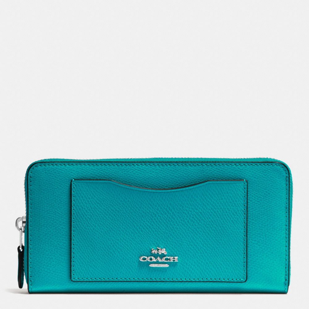 ACCORDION ZIP WALLET IN CROSSGRAIN LEATHER - SILVER/TURQUOISE - COACH F54007