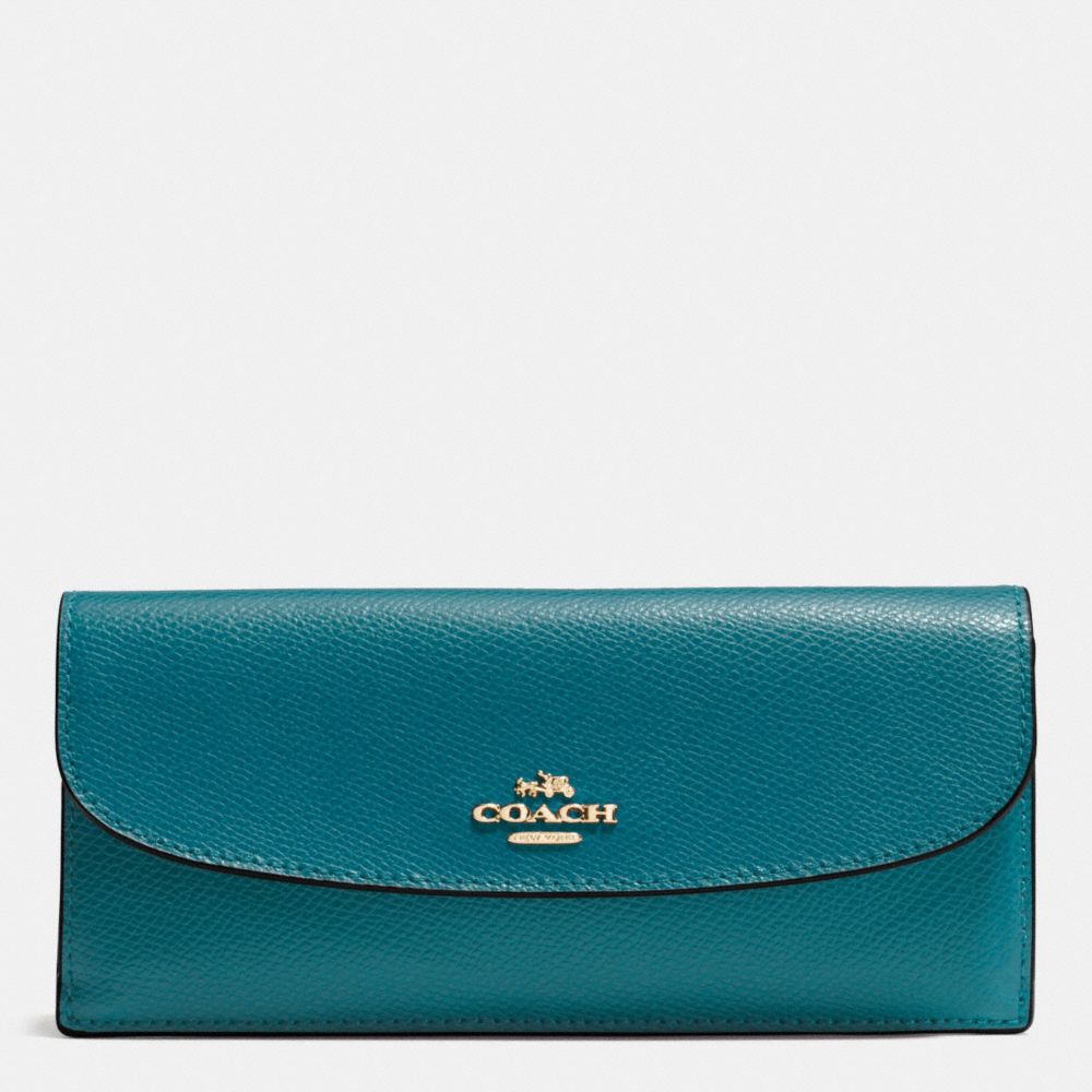 SOFT WALLET IN CROSSGRAIN LEATHER - f54008 - IMITATION GOLD/ATLANTIC