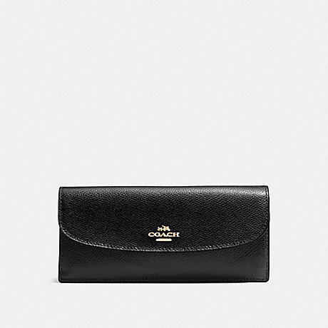 COACH f54008 SOFT WALLET IN CROSSGRAIN LEATHER IMITATION GOLD/BLACK