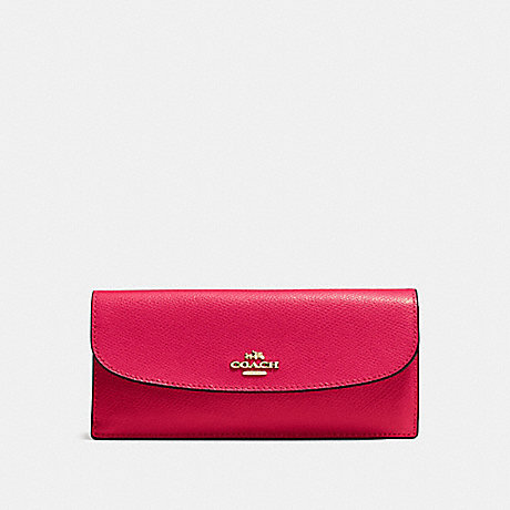 COACH F54008 SOFT WALLET IN CROSSGRAIN LEATHER IMITATION-GOLD/BRIGHT-PINK