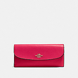 COACH F54008 Soft Wallet In Crossgrain Leather IMITATION GOLD/BRIGHT PINK