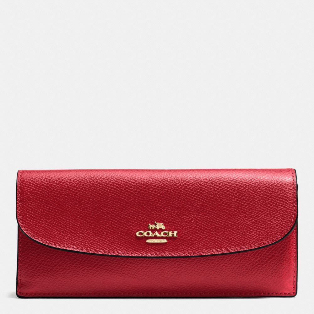 SOFT WALLET IN CROSSGRAIN LEATHER - IMITATION GOLD/TRUE RED - COACH F54008