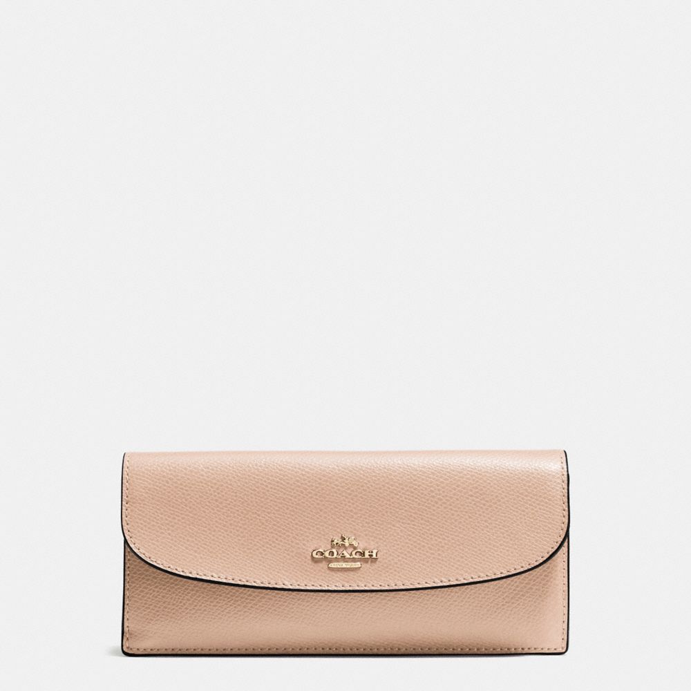 COACH f54008 SOFT WALLET IN CROSSGRAIN LEATHER IMITATION GOLD/BEECHWOOD