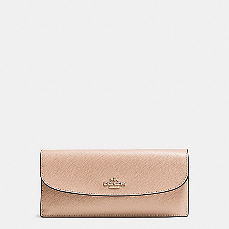 COACH f54008 SOFT WALLET IN CROSSGRAIN LEATHER IMITATION GOLD/BEECHWOOD