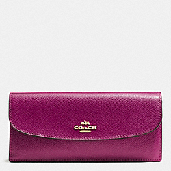 SOFT WALLET IN CROSSGRAIN LEATHER - IMITATION GOLD/FUCHSIA - COACH F54008