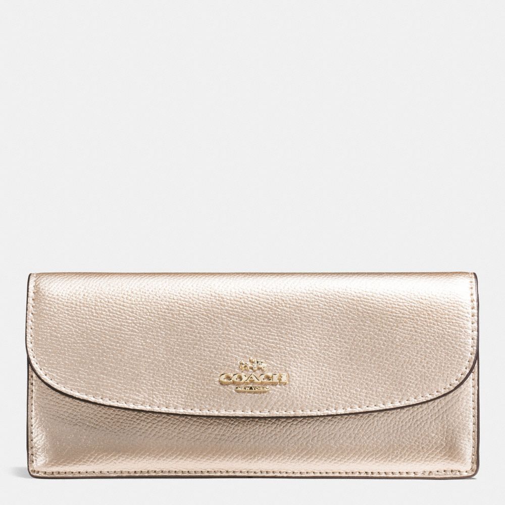 SOFT WALLET IN CROSSGRAIN LEATHER - IMITATION GOLD/PLATINUM - COACH F54008
