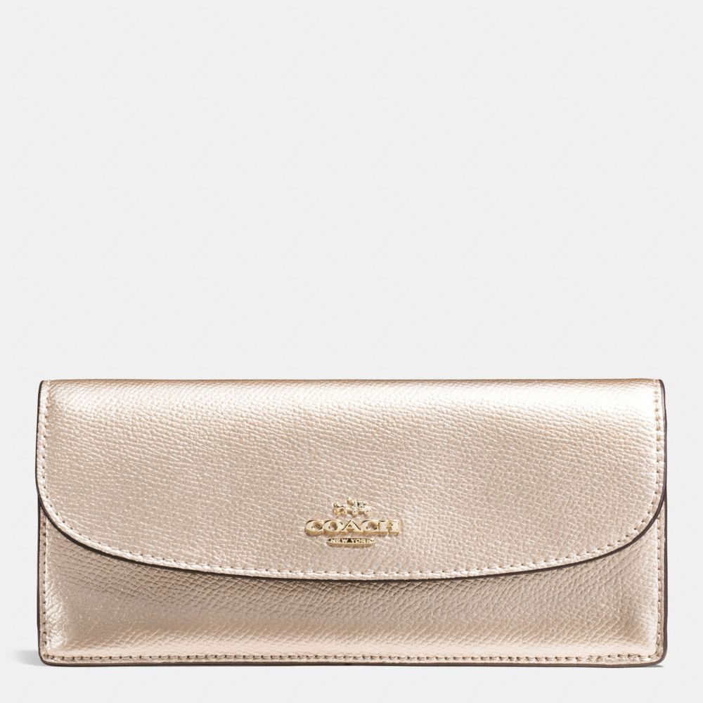 COACH F54008 Soft Wallet In Crossgrain Leather IMITATION GOLD/PLATINUM