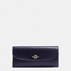 COACH F54008 Soft Wallet In Crossgrain Leather IMITATION GOLD/MIDNIGHT