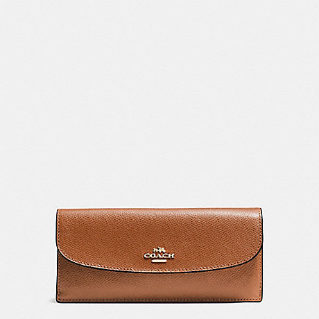 COACH f54008 SOFT WALLET IN CROSSGRAIN LEATHER IMITATION GOLD/SADDLE