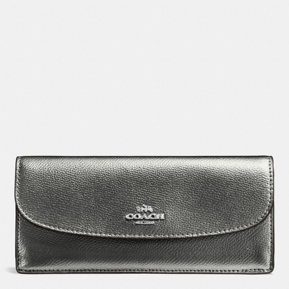 COACH F54008 Soft Wallet In Crossgrain Leather SILVER/GUNMETAL