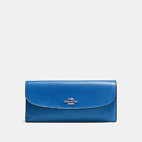 COACH F54008 SOFT WALLET IN CROSSGRAIN LEATHER SILVER/LAPIS
