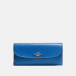 COACH F54008 - SOFT WALLET IN CROSSGRAIN LEATHER SILVER/LAPIS