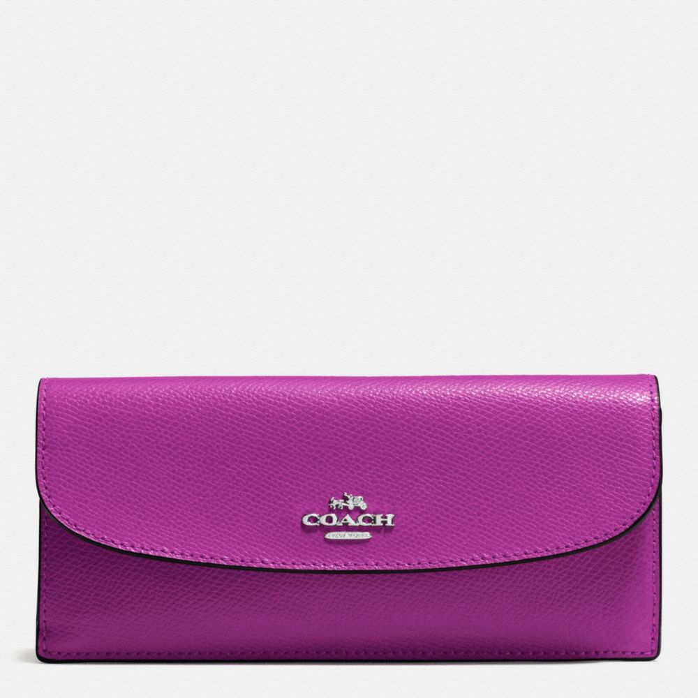 SOFT WALLET IN CROSSGRAIN LEATHER - SILVER/HYACINTH - COACH F54008