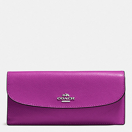 COACH SOFT WALLET IN CROSSGRAIN LEATHER - SILVER/HYACINTH - f54008