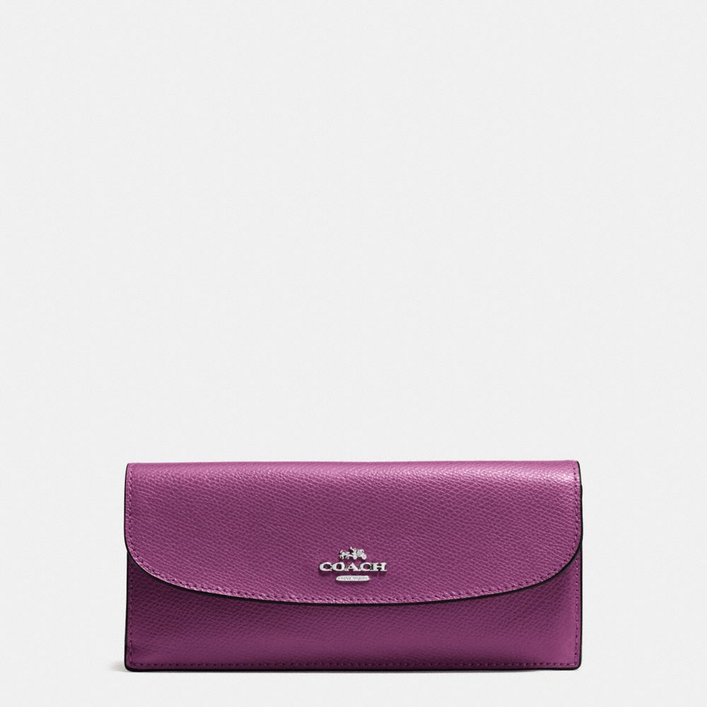 COACH F54008 - SOFT WALLET IN CROSSGRAIN LEATHER SILVER/MAUVE