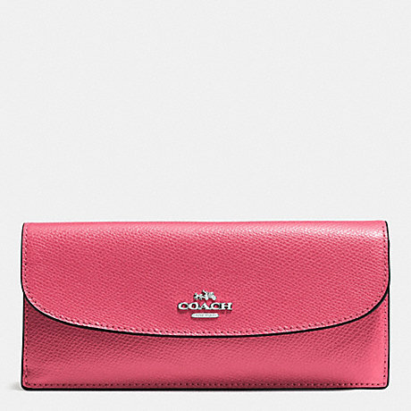 COACH F54008 SOFT WALLET IN CROSSGRAIN LEATHER SILVER/STRAWBERRY