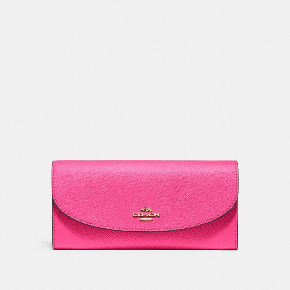 COACH F54009 Slim Envelope Wallet PINK RUBY/GOLD