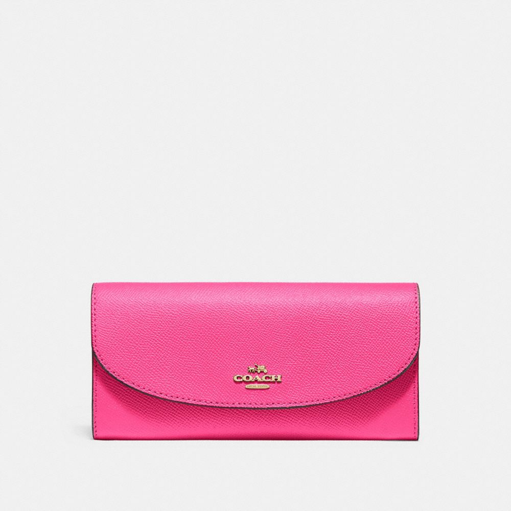 COACH F54009 SLIM ENVELOPE WALLET PINK RUBY/GOLD