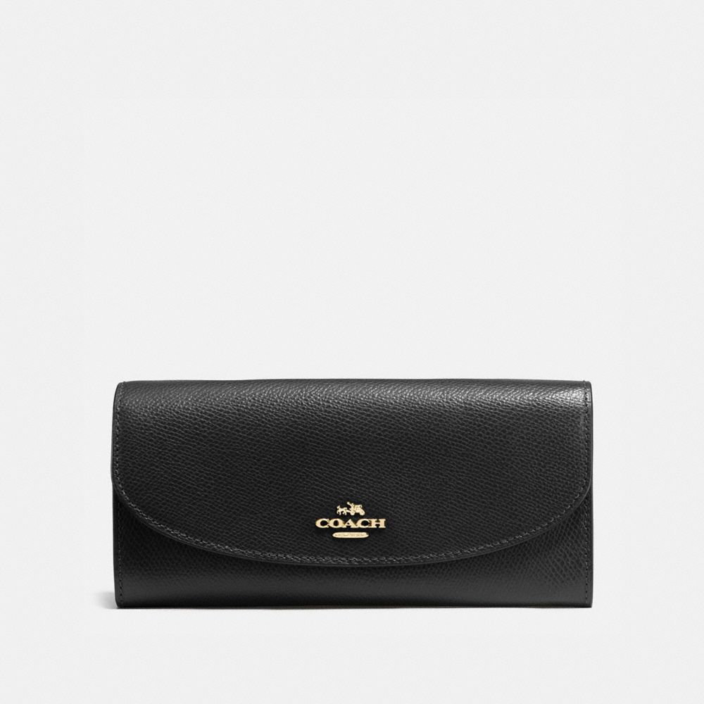COACH F54009 Slim Envelope Wallet In Crossgrain Leather IMITATION GOLD/BLACK
