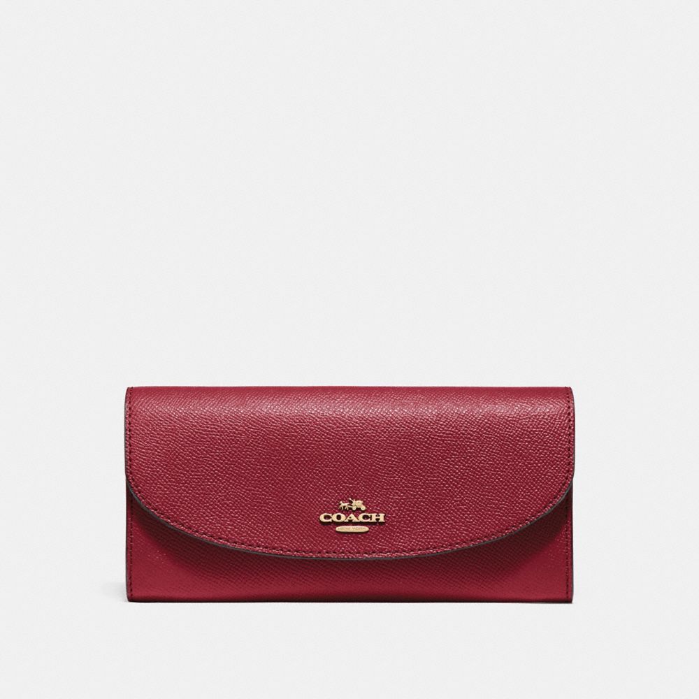 COACH F54009 - SLIM ENVELOPE WALLET CHERRY /LIGHT GOLD