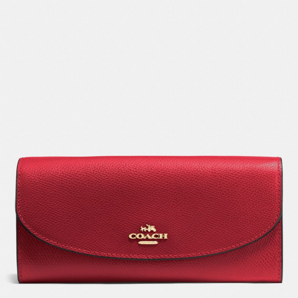 COACH F54009 Slim Envelope Wallet In Crossgrain Leather IMITATION GOLD/TRUE RED
