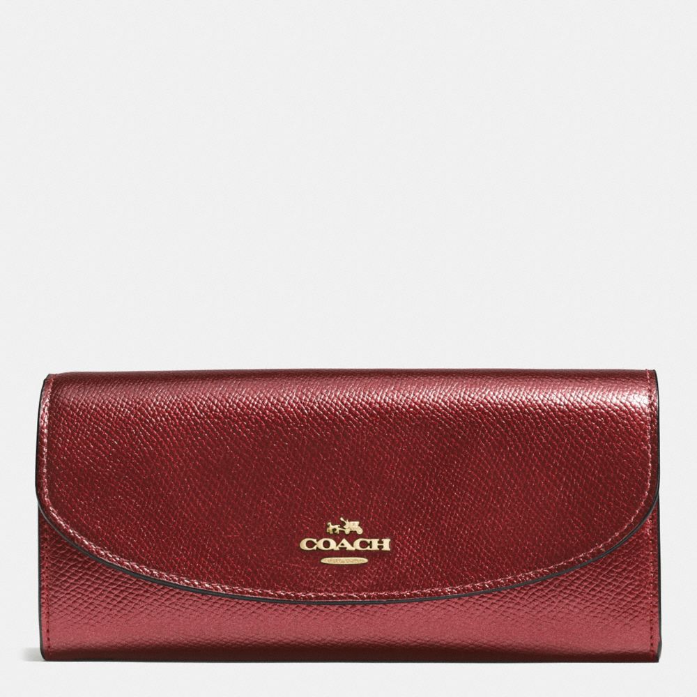 SLIM ENVELOPE WALLET IN CROSSGRAIN LEATHER - f54009 - IMITATION GOLD/METALLIC CHERRY