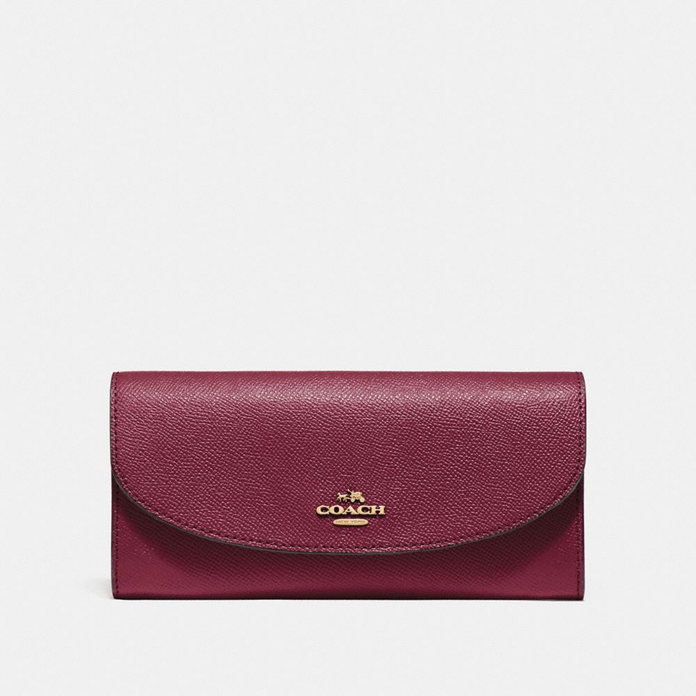 SLIM ENVELOPE WALLET - F54009 - WINE/IMITATION GOLD