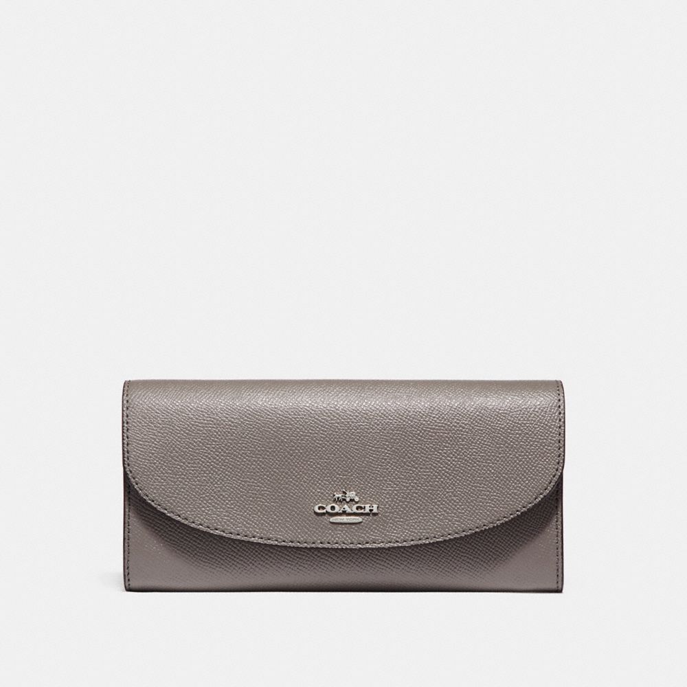 COACH SLIM ENVELOPE WALLET IN CROSSGRAIN LEATHER - SILVER/HEATHER GREY - f54009