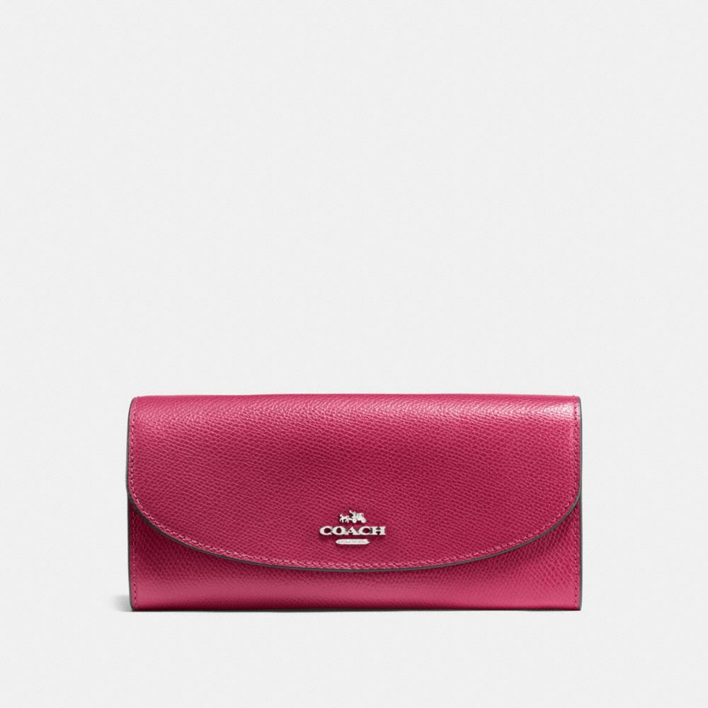 COACH SLIM ENVELOPE WALLET - SILVER/HOT PINK - f54009