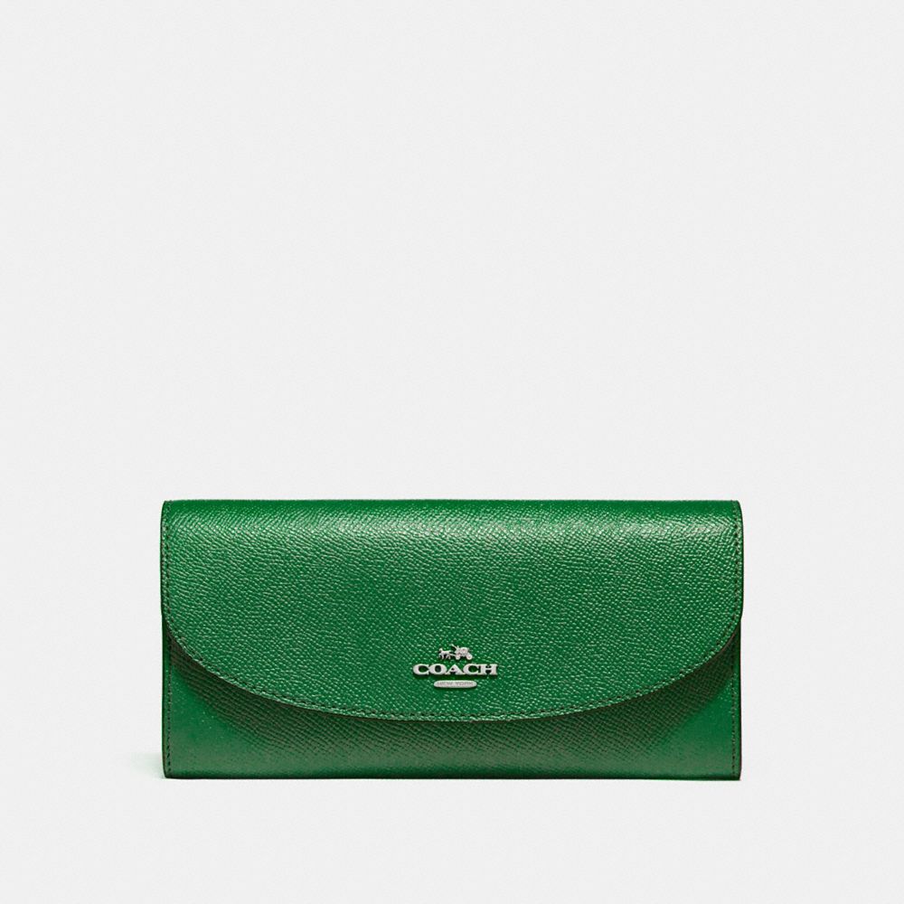 SLIM ENVELOPE WALLET - SILVER/KELLY GREEN - COACH F54009