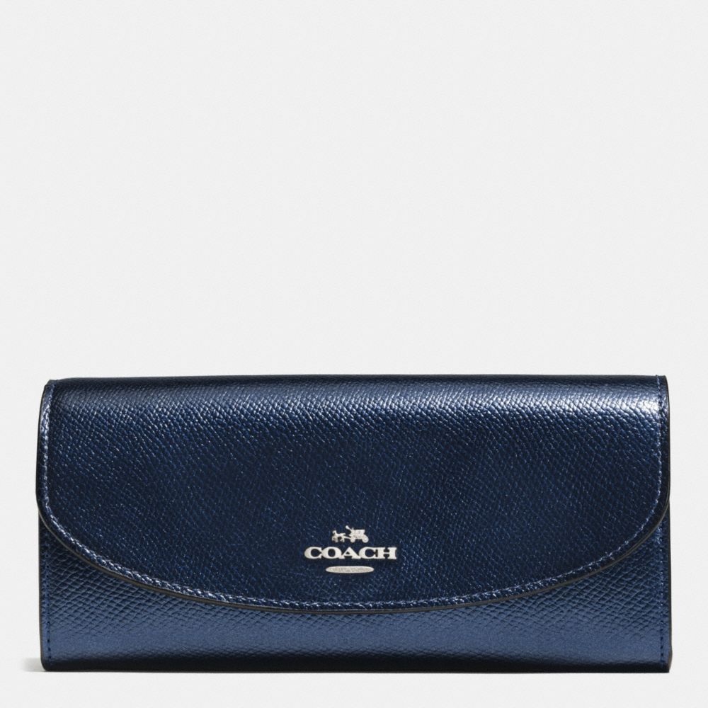 COACH F54009 Slim Envelope Wallet In Crossgrain Leather SILVER/METALLIC MIDNIGHT