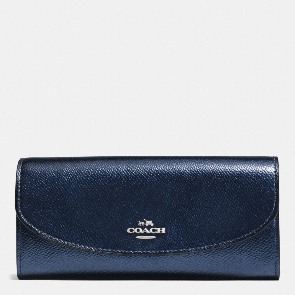 COACH F54009 SLIM ENVELOPE WALLET IN CROSSGRAIN LEATHER SILVER/METALLIC-MIDNIGHT