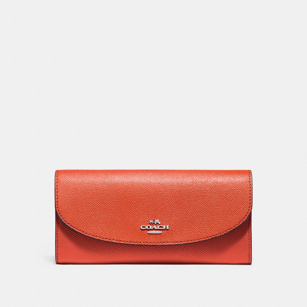 COACH F54009 Slim Envelope Wallet ORANGE RED/SILVER