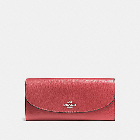 COACH SLIM ENVELOPE WALLET - WASHED RED/SILVER - F54009