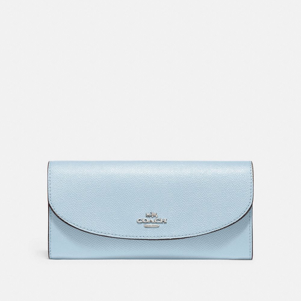 COACH F54009 Slim Envelope Wallet SILVER/PALE BLUE