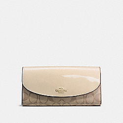 COACH SLIM ENVELOPE WALLET IN SIGNATURE CANVAS - GOLD/KHAKI/PLATINUM - F54022