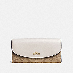 COACH F54022 Slim Envelope Wallet In Signature Canvas KHAKI/CHALK/GOLD