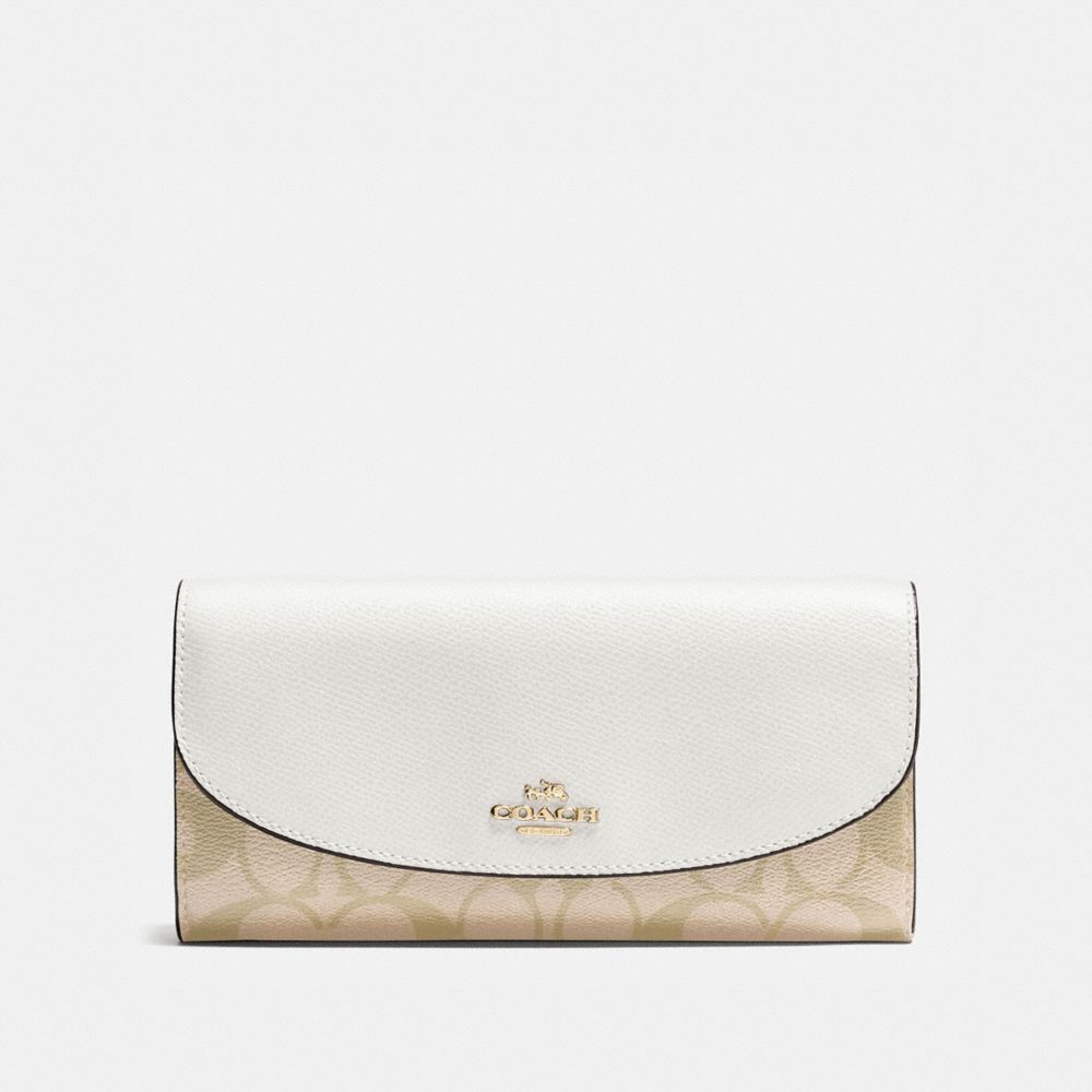 COACH F54022 Slim Envelope Wallet In Signature IMITATION GOLD/LIGHT KHAKI/CHALK