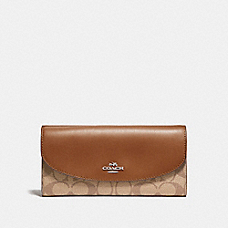 COACH SLIM ENVELOPE WALLET IN SIGNATURE COATED CANVAS - LIGHT GOLD/KHAKI - F54022