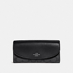 COACH SLIM ENVELOPE WALLET IN SIGNATURE CANVAS - BLACK SMOKE/BLACK/SILVER - F54022