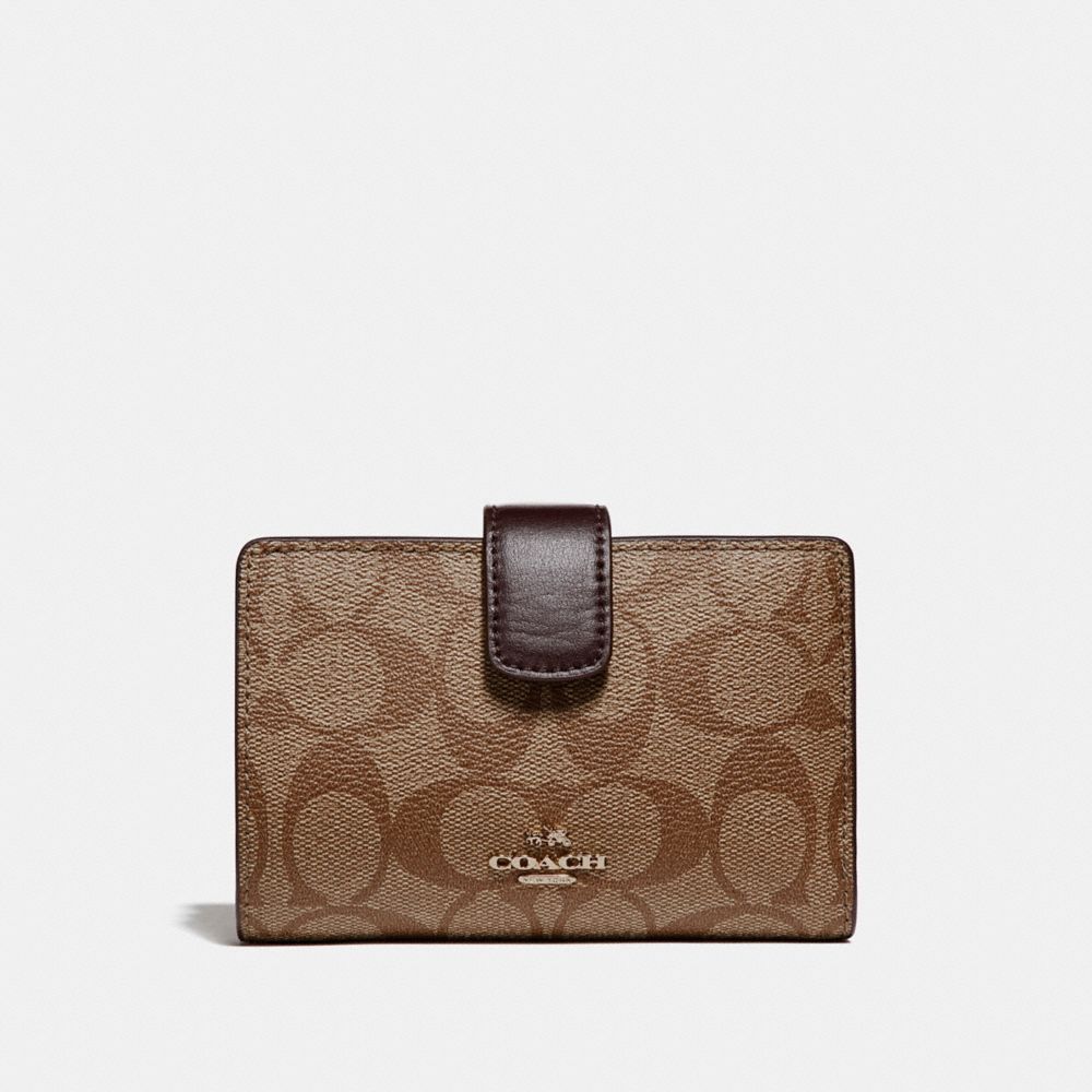 MEDIUM CORNER ZIP WALLET IN SIGNATURE - COACH f54023 - LIGHT  GOLD/KHAKI